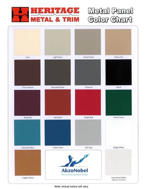 alliance steel color chart